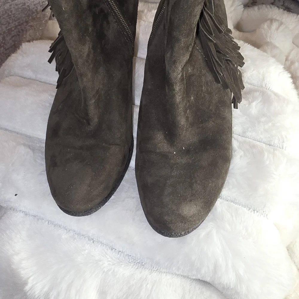 Vince Camuto Fringe Ankle Boots - Olive